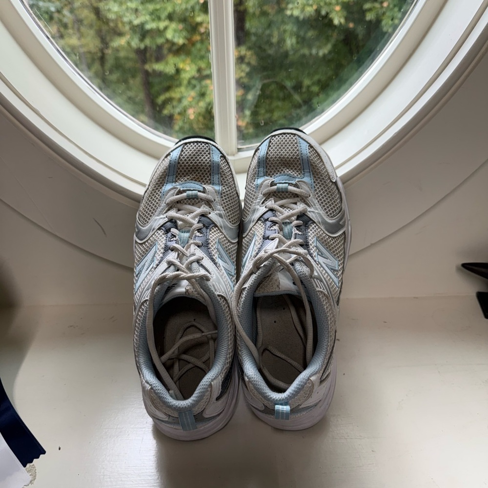 New Balance Light Blue and White Sneakers